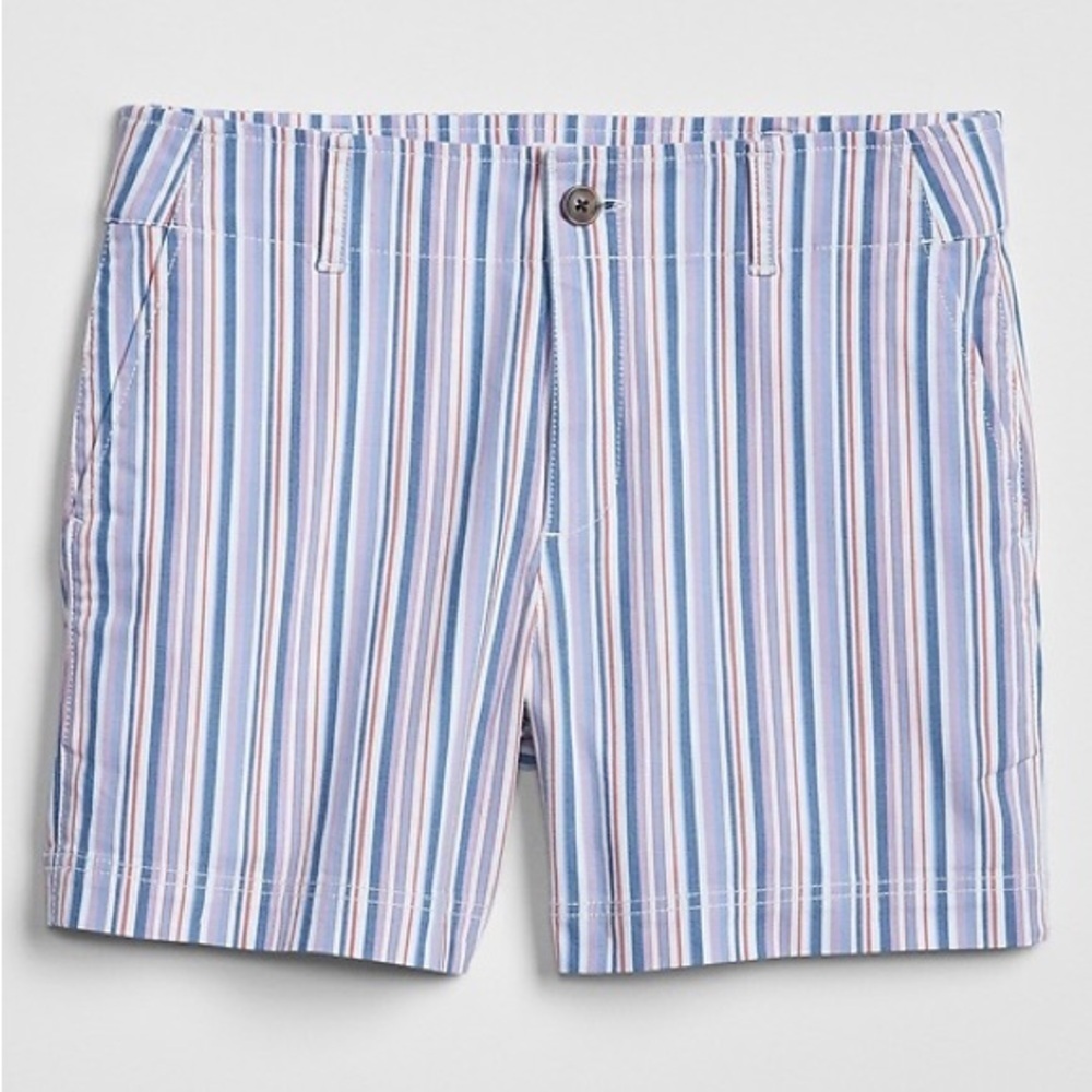 Gap 5” Khaki Shorts Multicolor Stripe 12 High Rise Stretch Cotton Summer